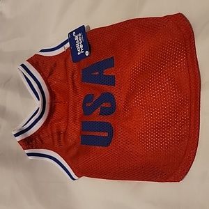 Tails & Noses Patriotic Dog jersey size S new w/ tags red, blue & white trim